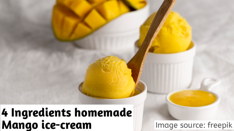 4 Ingredients Mango coconut ice cream at home