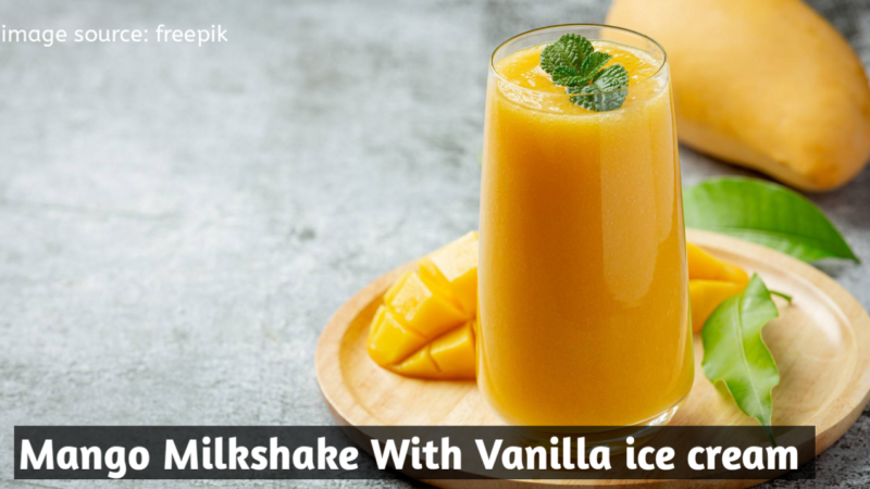 10 minutes Mango Milkshake with vanilla ice cream